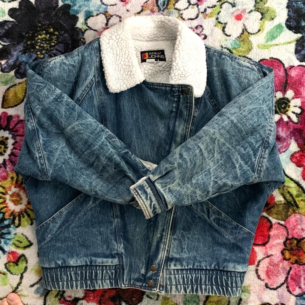 Vintage 80s Acid Wash Jean Sherpa Men’s Jacket